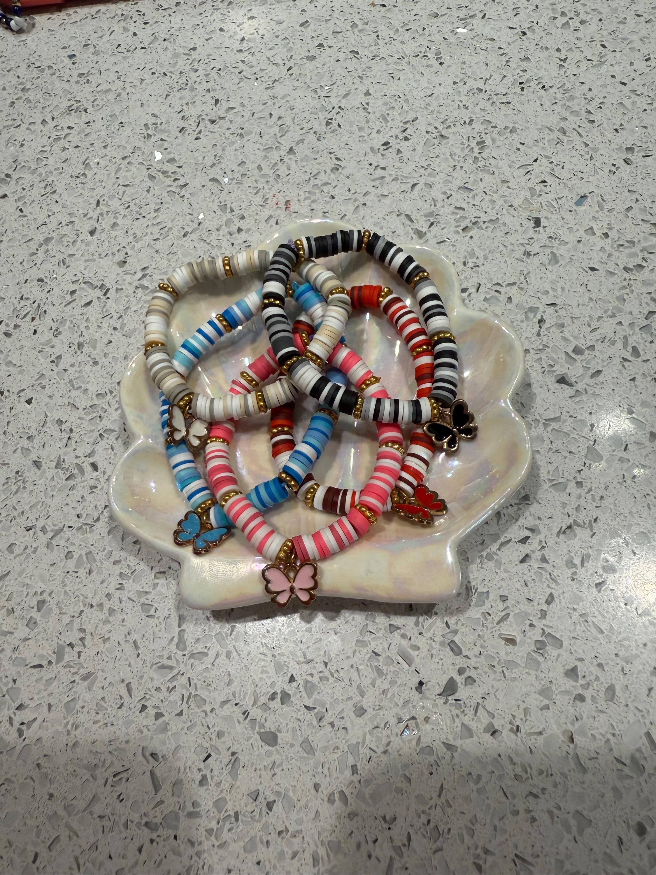 butterfly clay bead bracelet