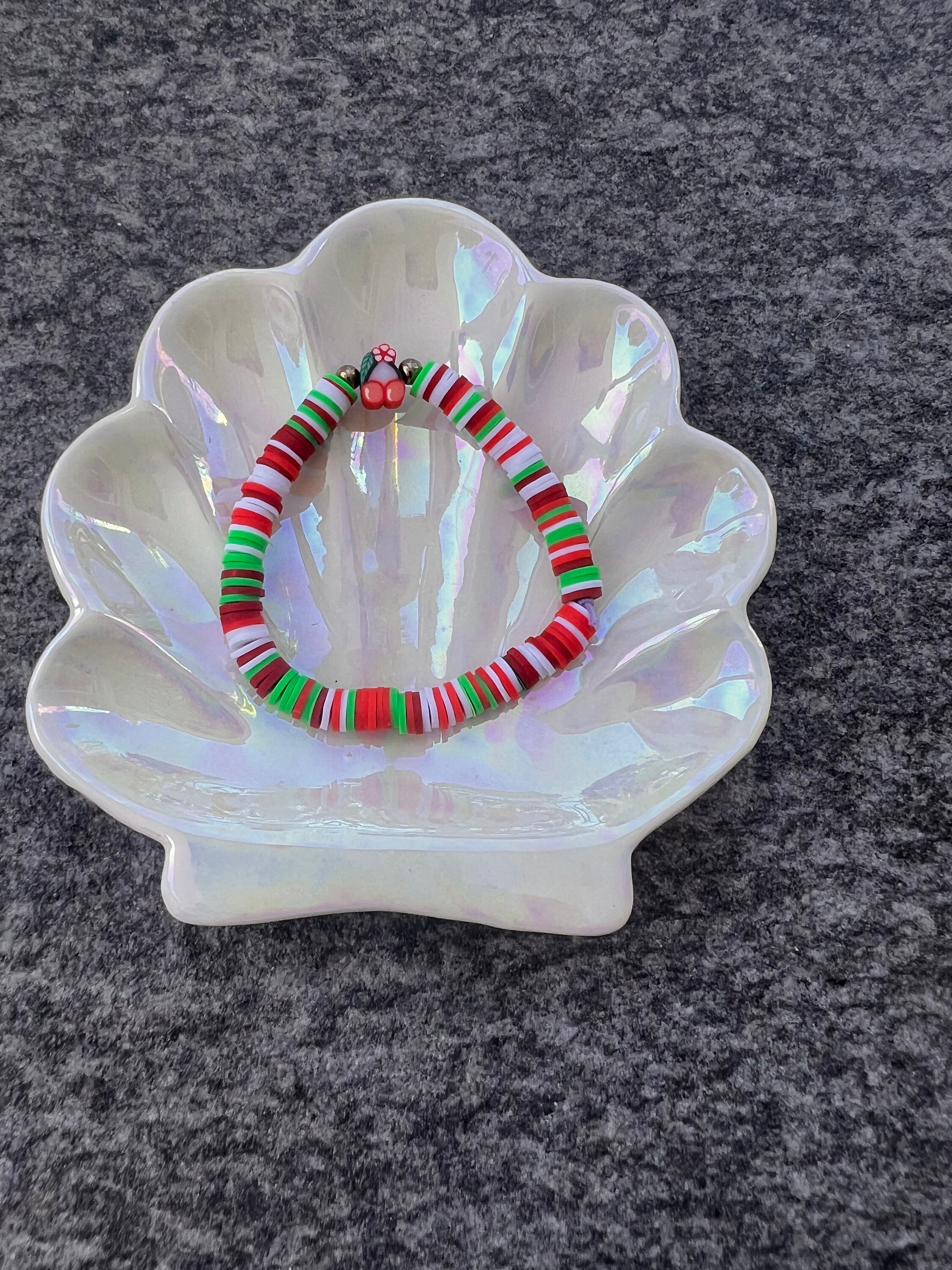 Cherry clay bead bracelet