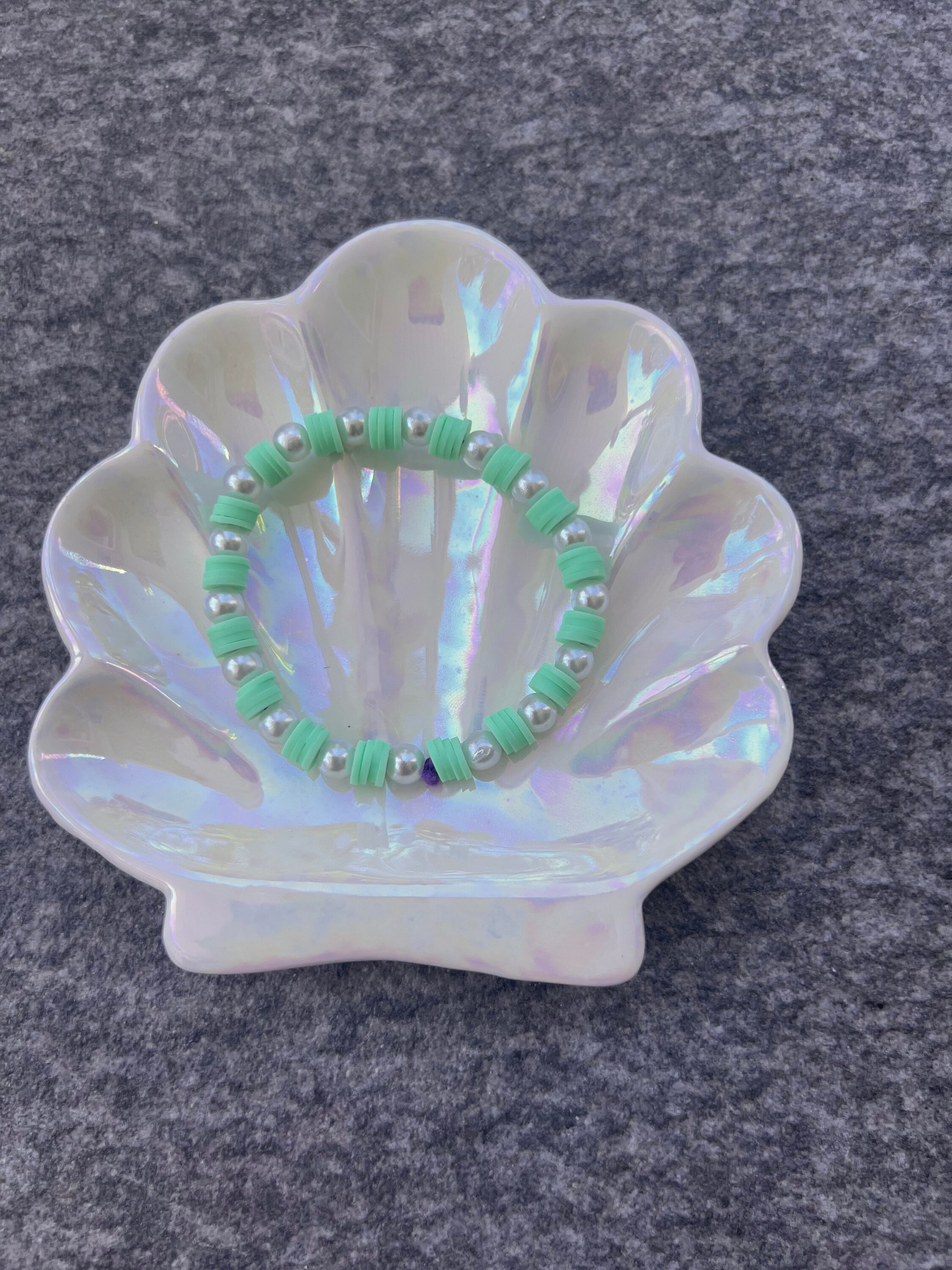 Minty clay bead bracelet