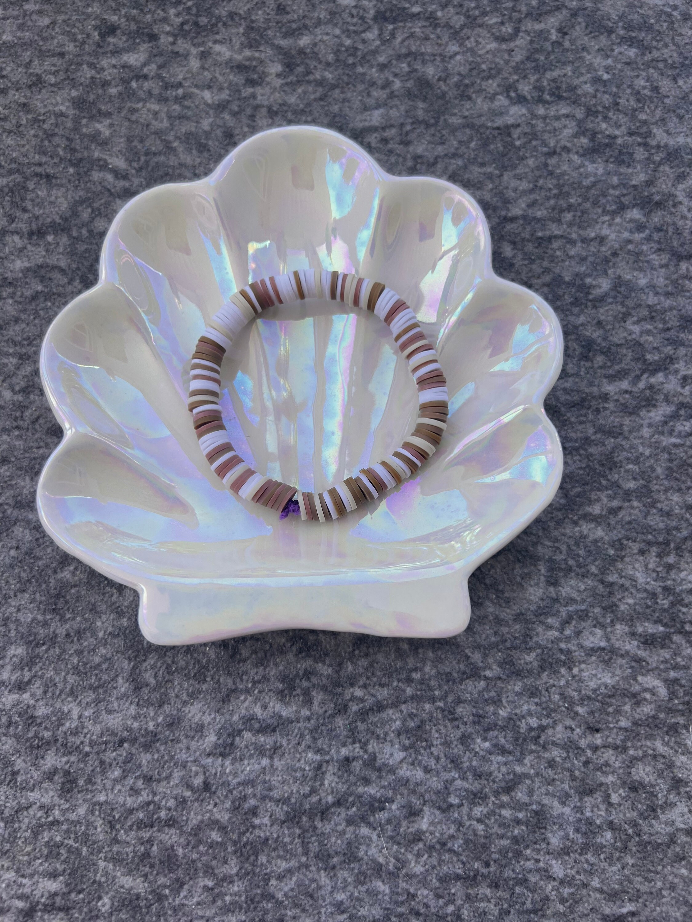 Neutral clay bead bracelet