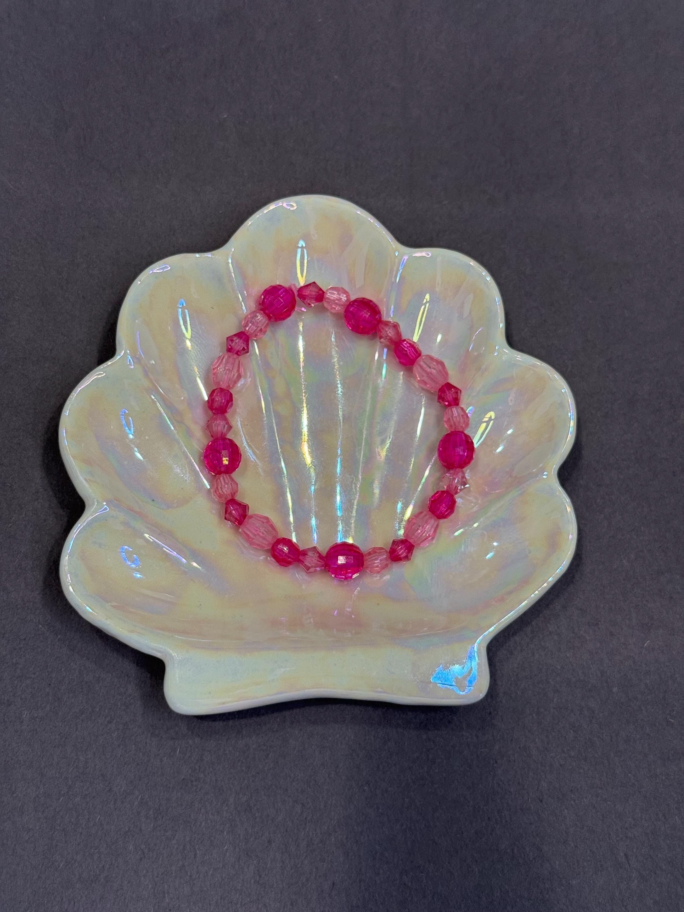 pink crystal beaded bracelet