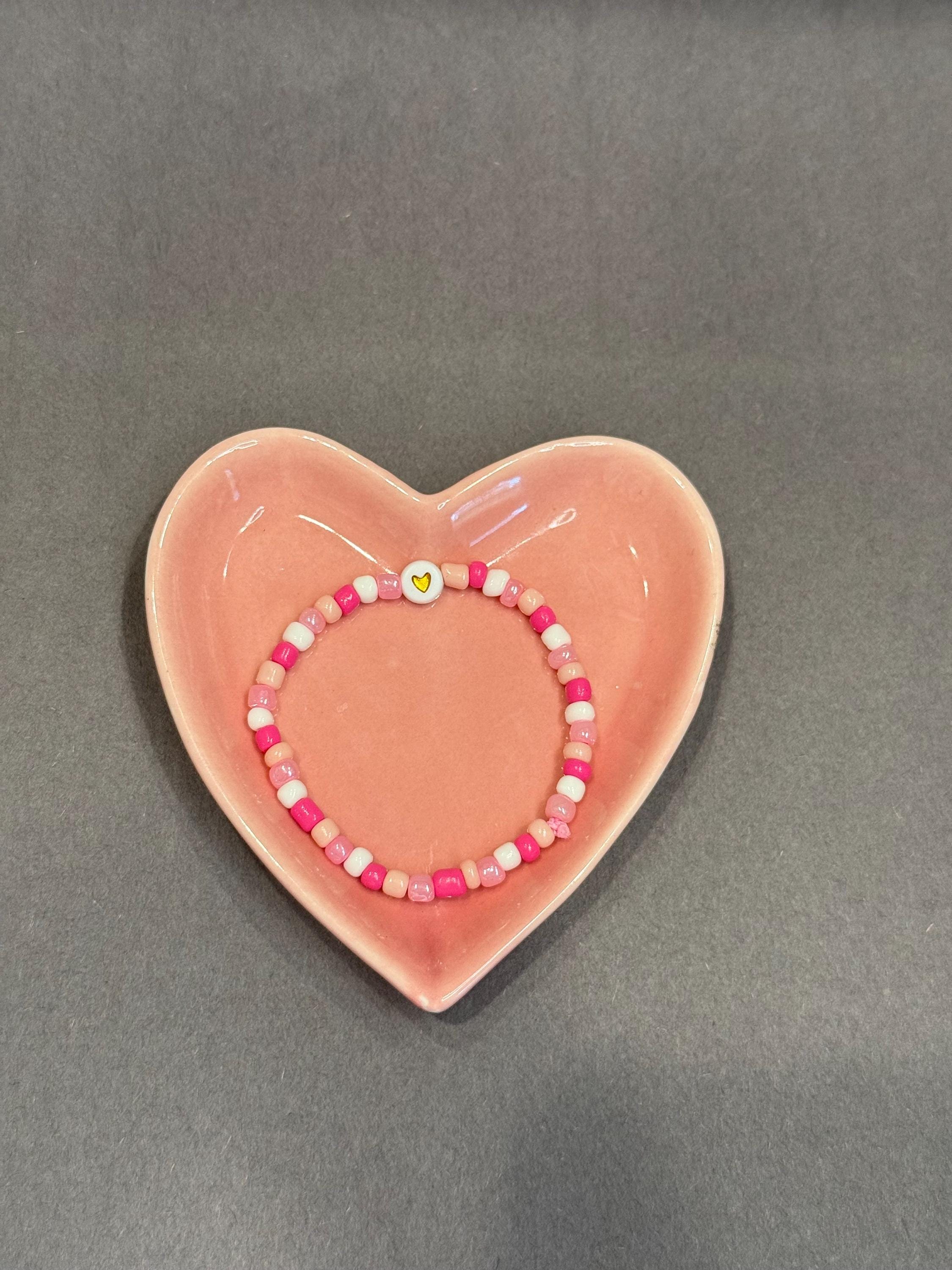 pink heart beaded bracelet