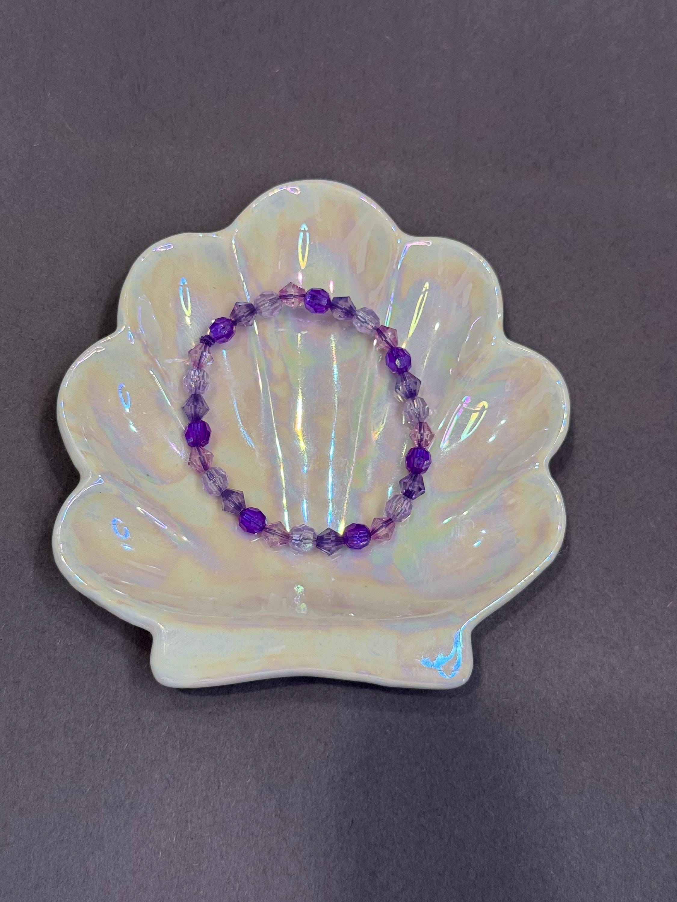 purple crystal beaded bracelet