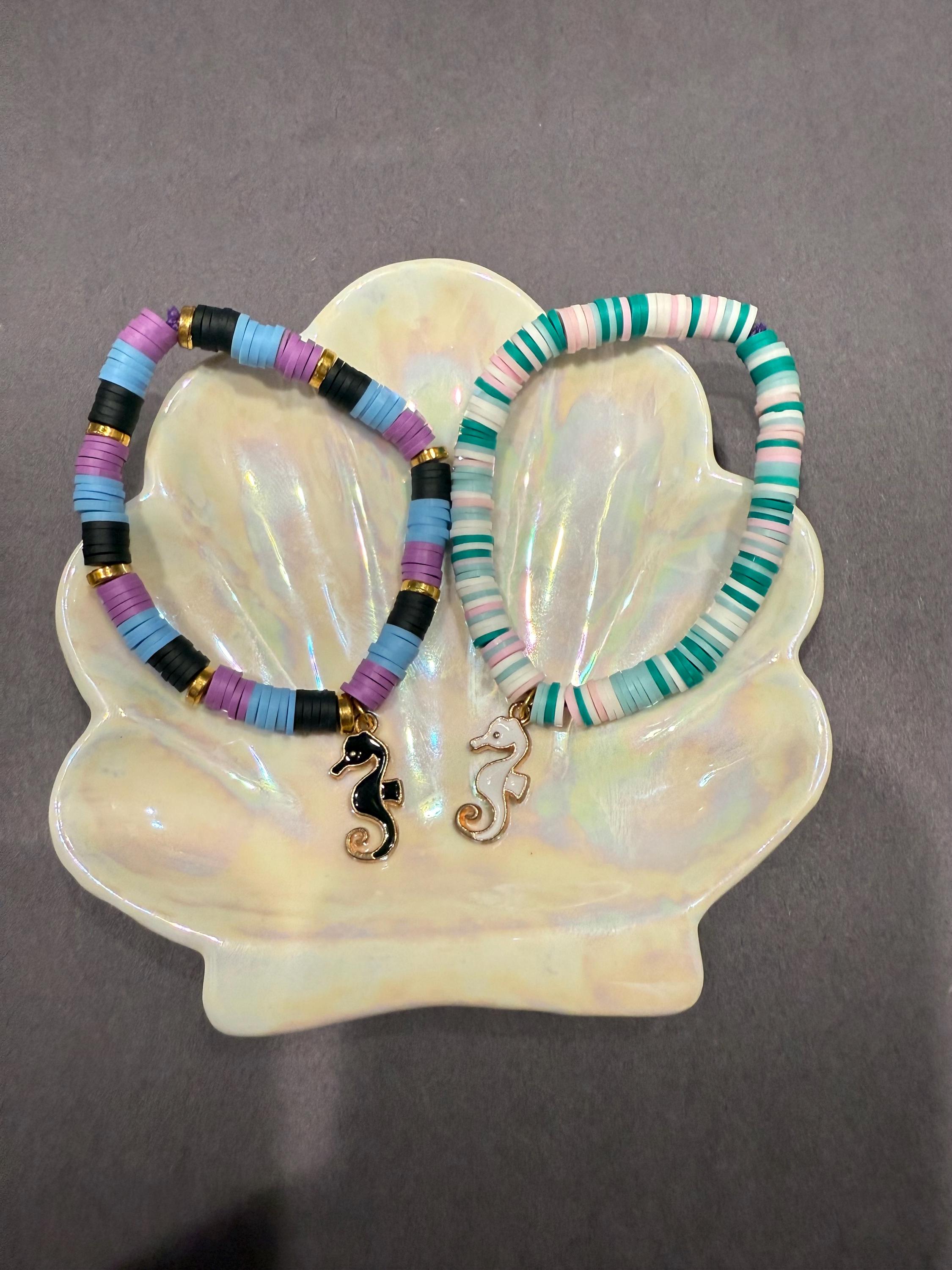 seahorse clay bead bracelet
