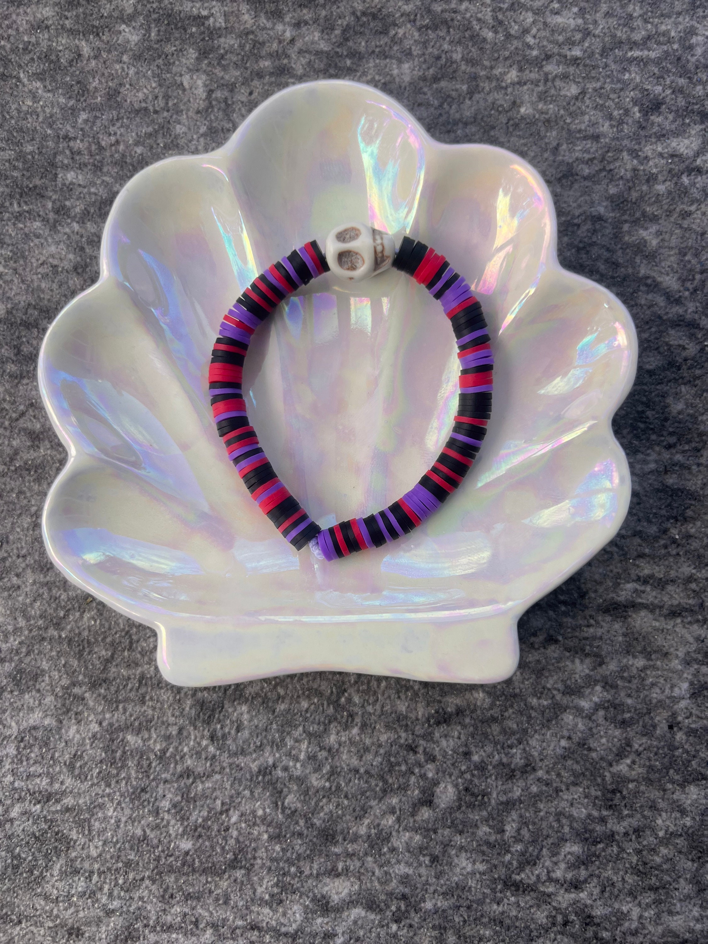 Skull clay bead bracelet