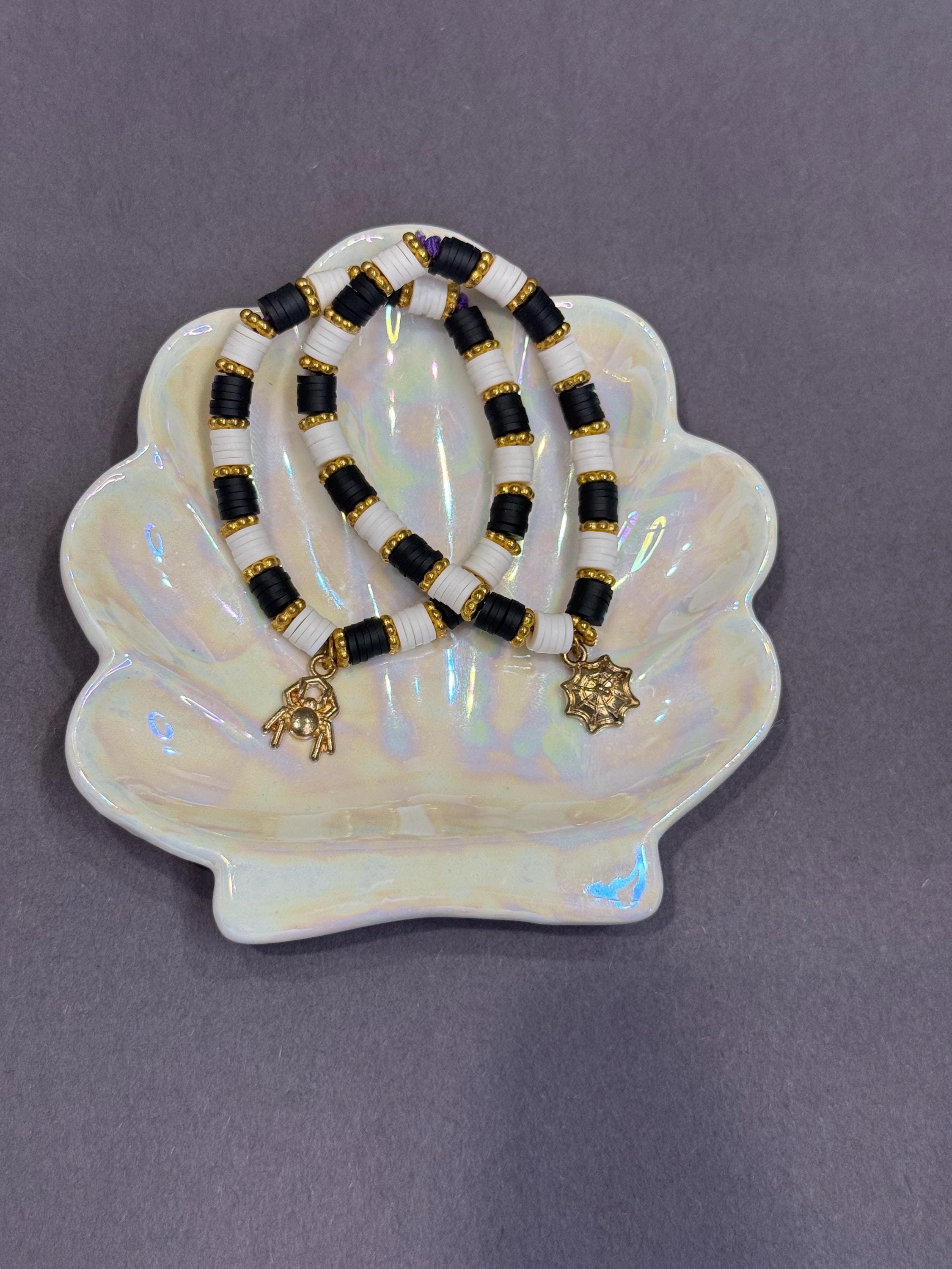 spider and its web clay bead bracelet set