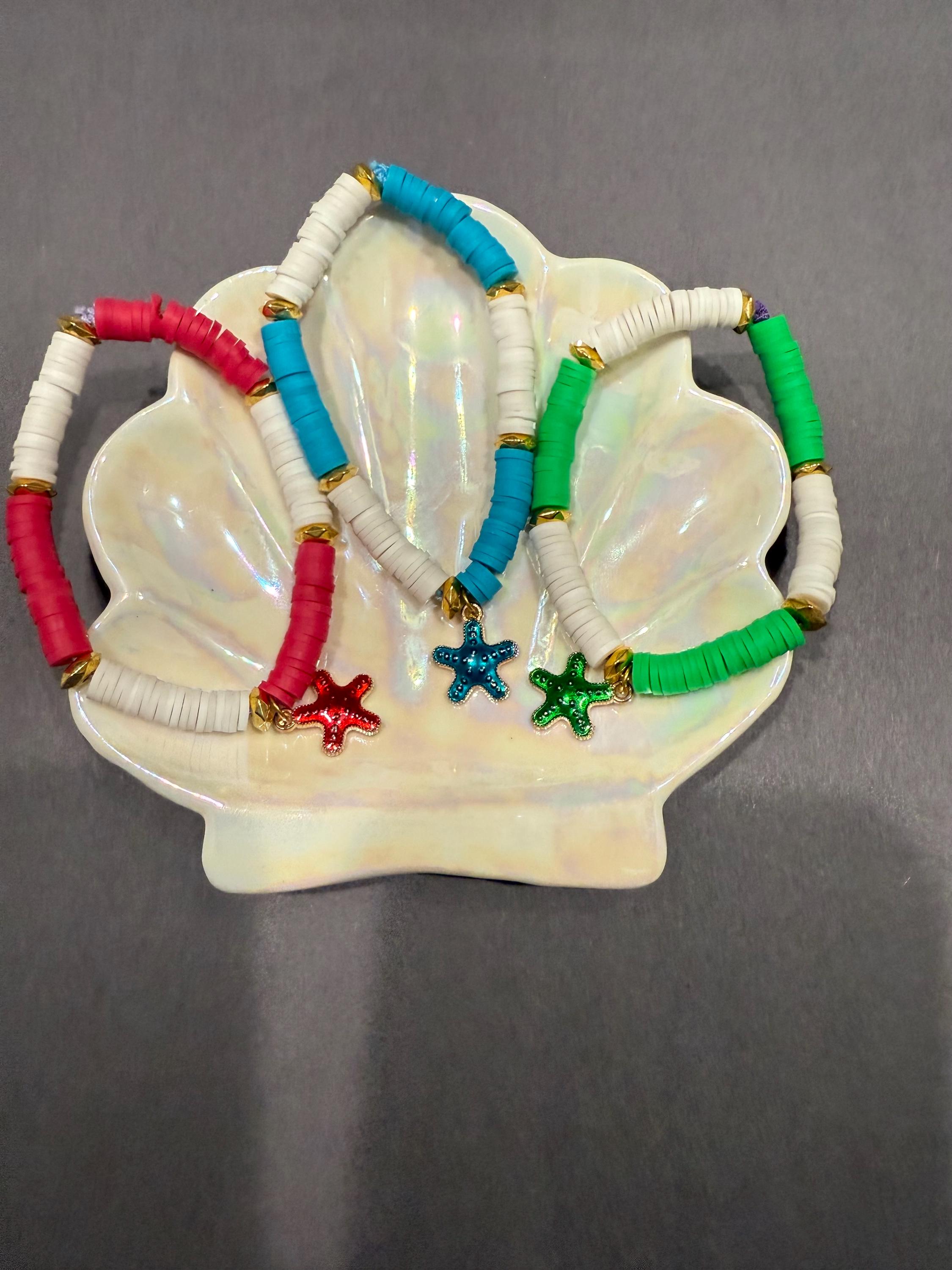 starfish clay bead bracelet