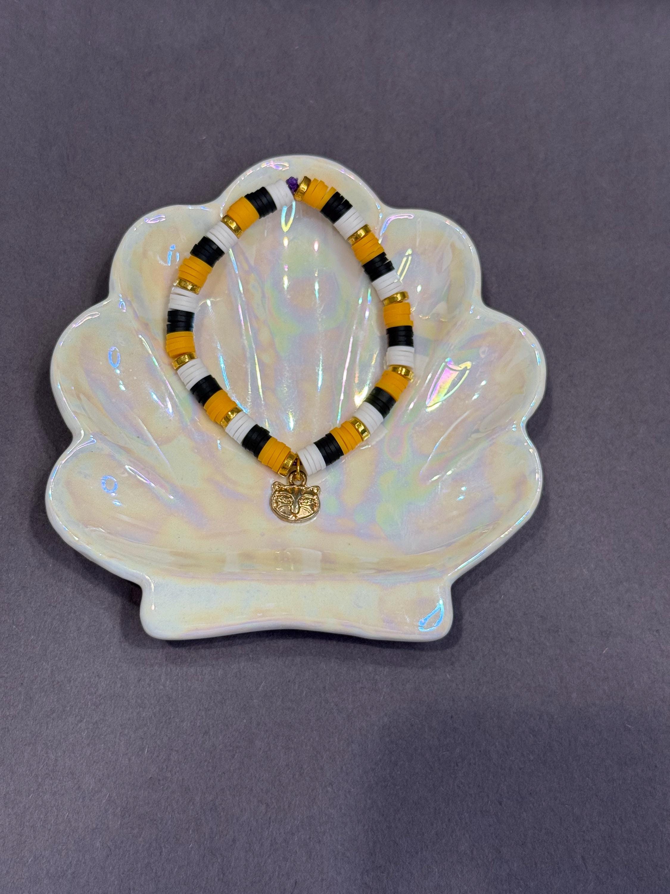 tiger clay bead bracelet