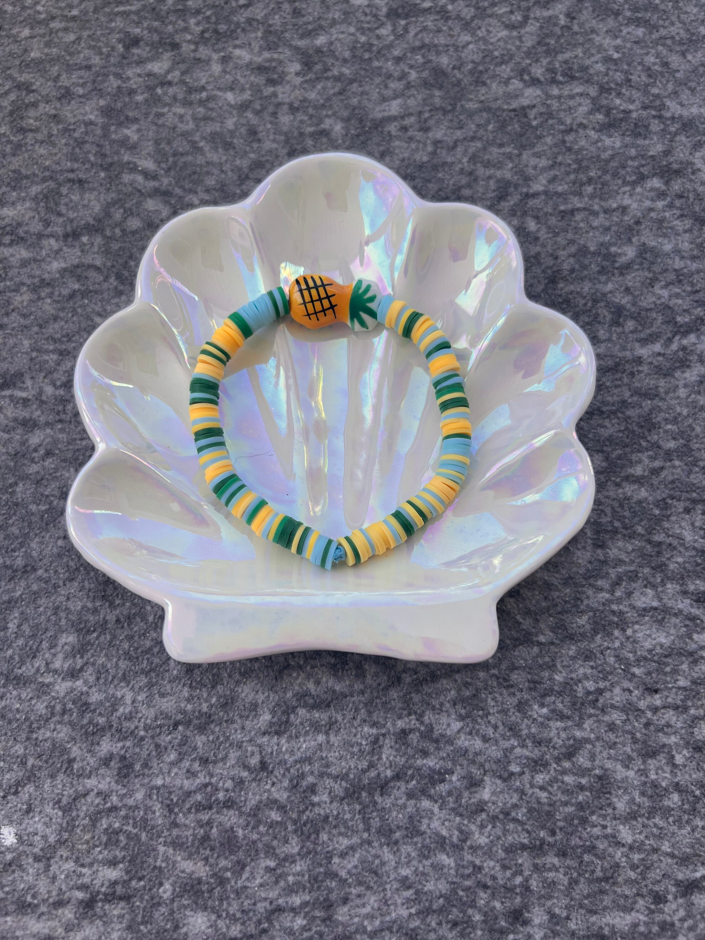 Tropical pineapple clay bead bracelet